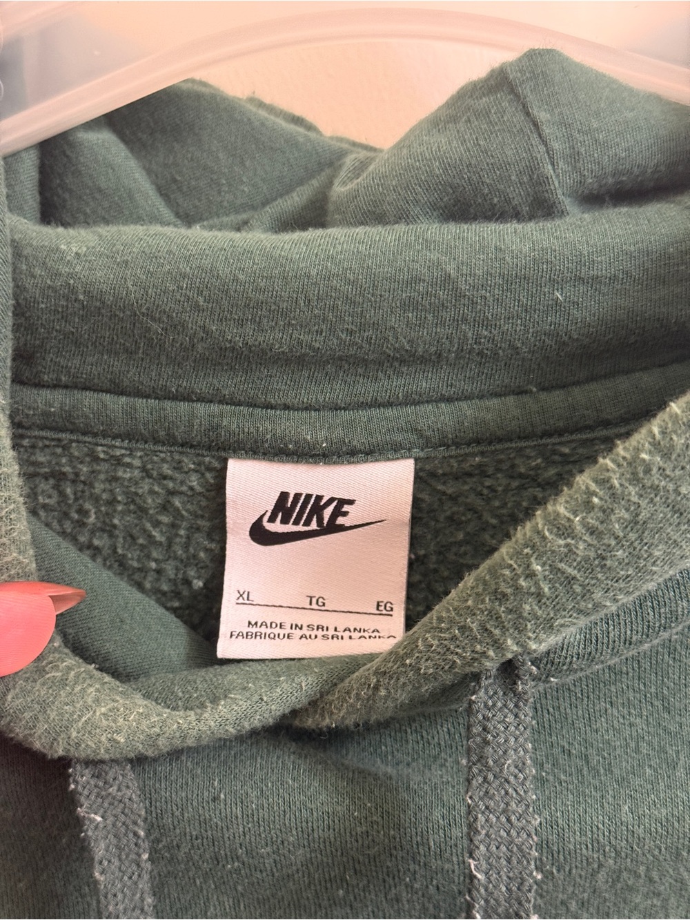 Nike Dark Green Pullover Hoodie with White Logo - Picture 3 of 5